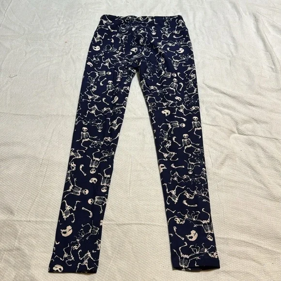 Lularoe Navy with White Skeletons Halloween Leggings One Size - Picture 6 of 6
